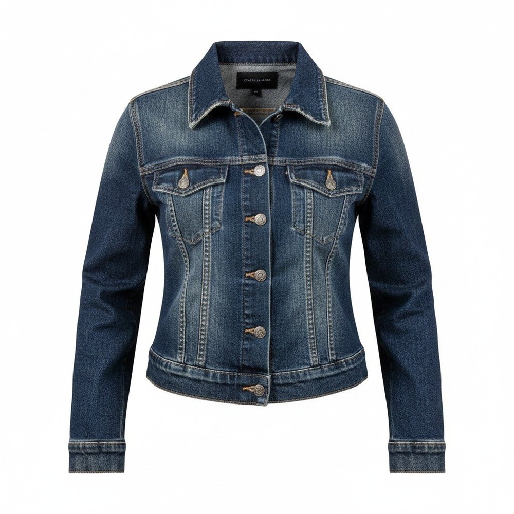 Banana Republic Womens XS Dark Wash Denim Trucker Jacket Indigo Blue Cropped New